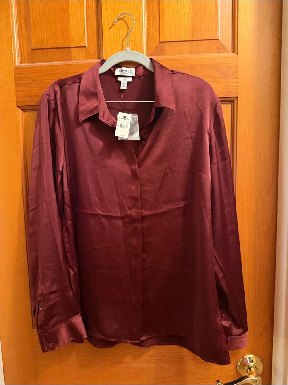 Express Satin Blouse — Burgundy